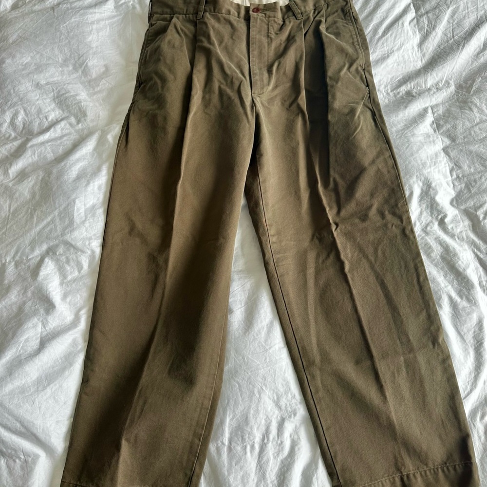 Filson Men’s Pleated Chino Pants - Olive Twill Cotton - Size 38 x 28